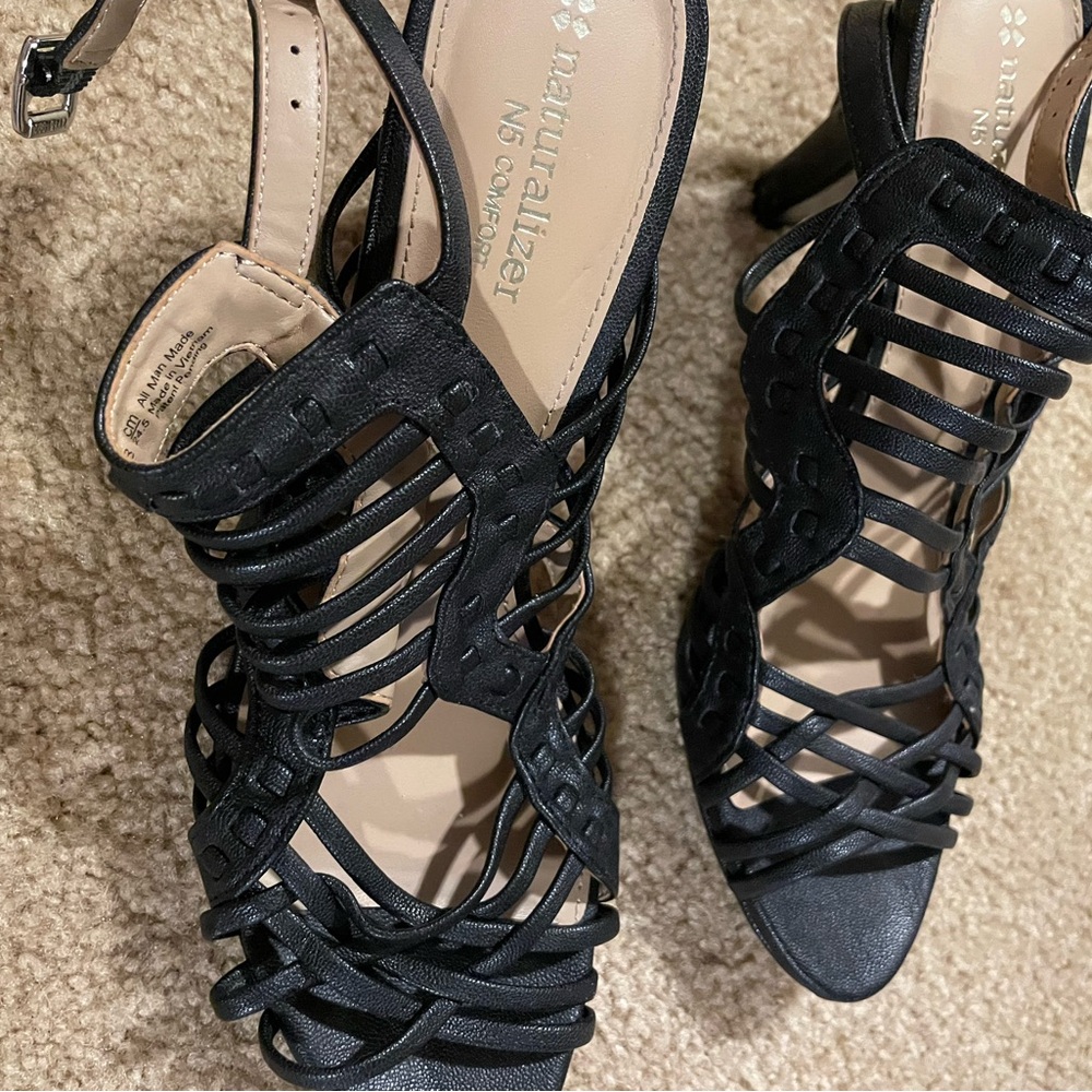 Naturalizer Black Strappy Heels for Women